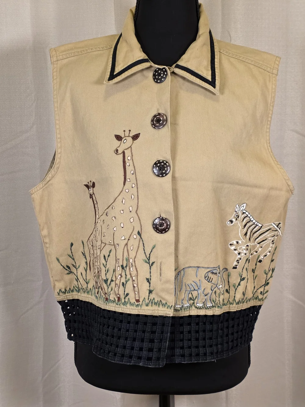 Vintage Y2K Safari Animal Embroidered Vest - Picture 1 of 12